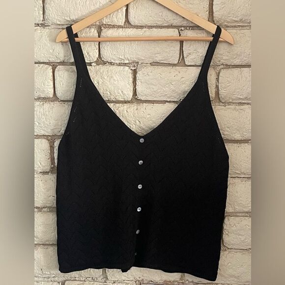 Knit sweater like tank top v-neck Size 2XL Women’s black knit blouse - Picture 1 of 6